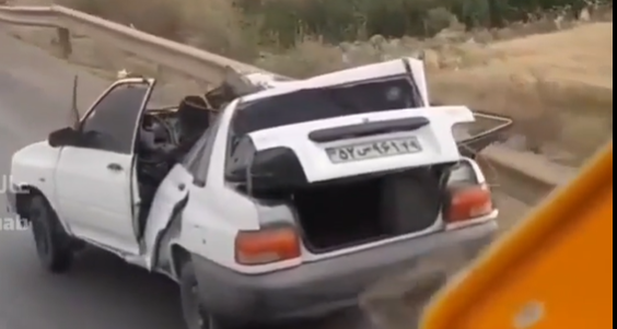 فیلم حرکت وحشتناک پراید تصادفی و بدون سقف در جاده !