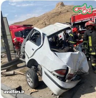 تصادف خونین سمند و اتوبوس در جاده شیراز – کوار(+عکس)