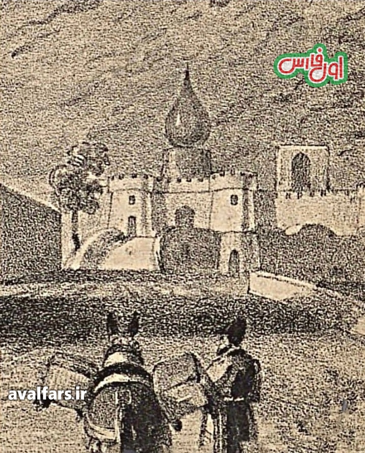 دو منظره از دروازه اصفهان در شیراز 212 سال پیش