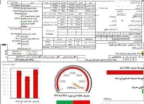 قبض برق 50 میلیون تومانی یک مشترک خانگی +عکس