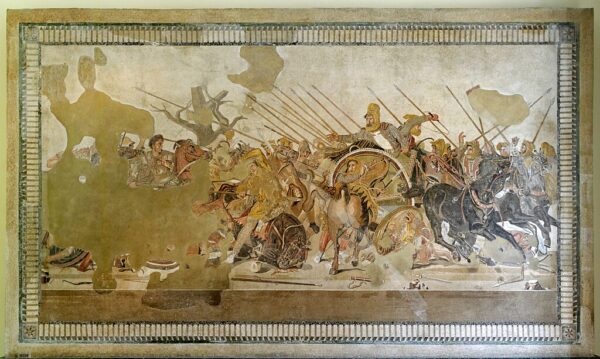 Battle of Issus mosaic Museo Archeologico Nazionale Naples 2013 05 16 16 25 06 BW