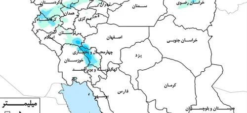 پیش‌بینی وقوع بارش‌های شدید ۲۵ تا ۵۰ میلی‌متری در این مناطق کشور