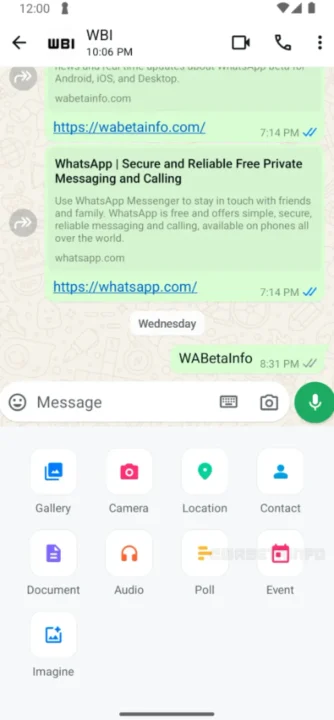 whatsapp share events individual chats