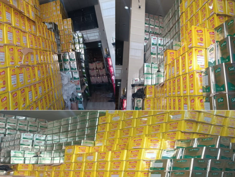 کشف 120 تن روغن خوراکی احتکار شده از یک انبار در مجتمع بازرگانان شیراز