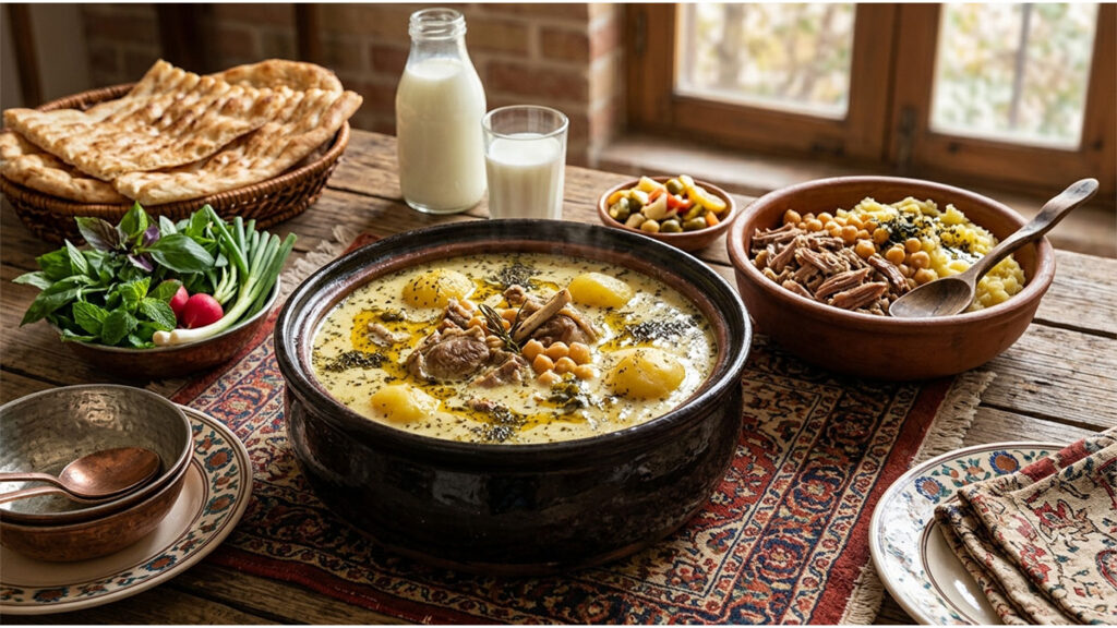 آبگوشت دوغ‌دار اراکی را با این روش سنتی و خوشمزه درست کنید
