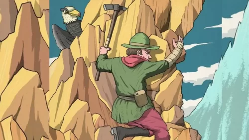 OpticalIllusionIQTestSpotHiddenFaceofManinMountainClimbingPicture