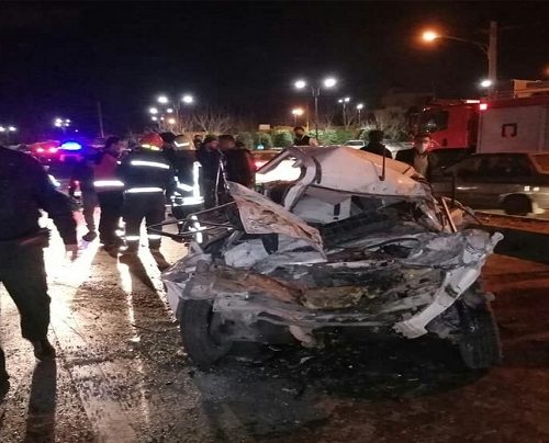تصادف مرگبار شبانه دو خودرو در بلوار دلاوران شیراز+عکس